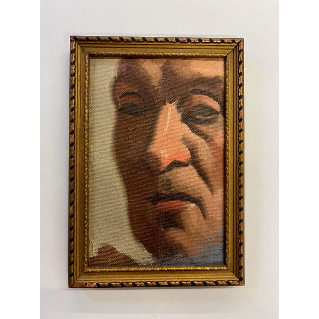 Louis Ferretti (American 1926 - 2012) small scale oil painting on canvas = Portrait of a Gentleman - in gilt wood frame....
