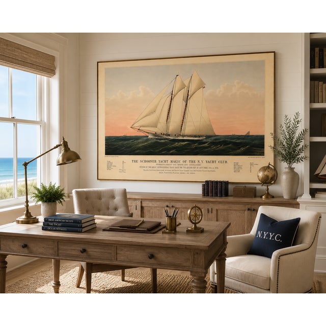 Schooner Yacht of New York, Vintage Art Print Reproduction, 60" X 40" For Sale In Buffalo - Image 6 of 11