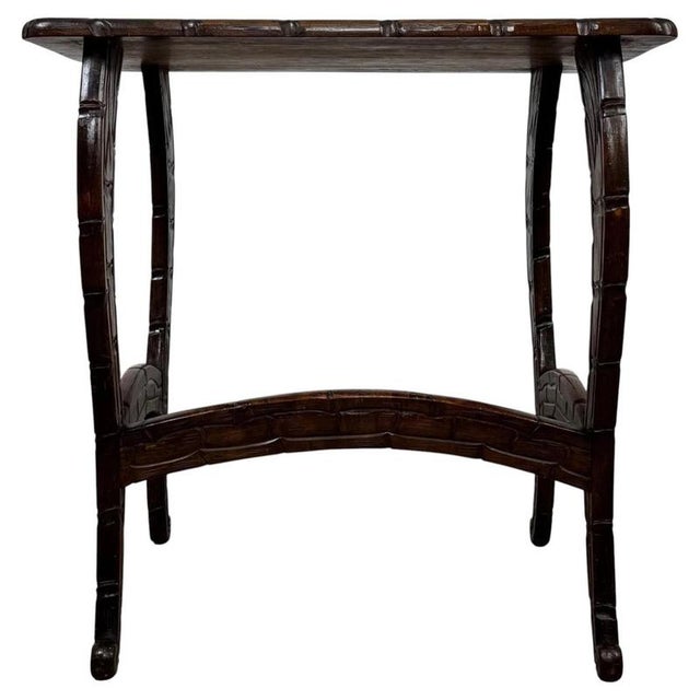 Antique English Carved Mahogany Side Table, 1900s For Sale - Image 4 of 10