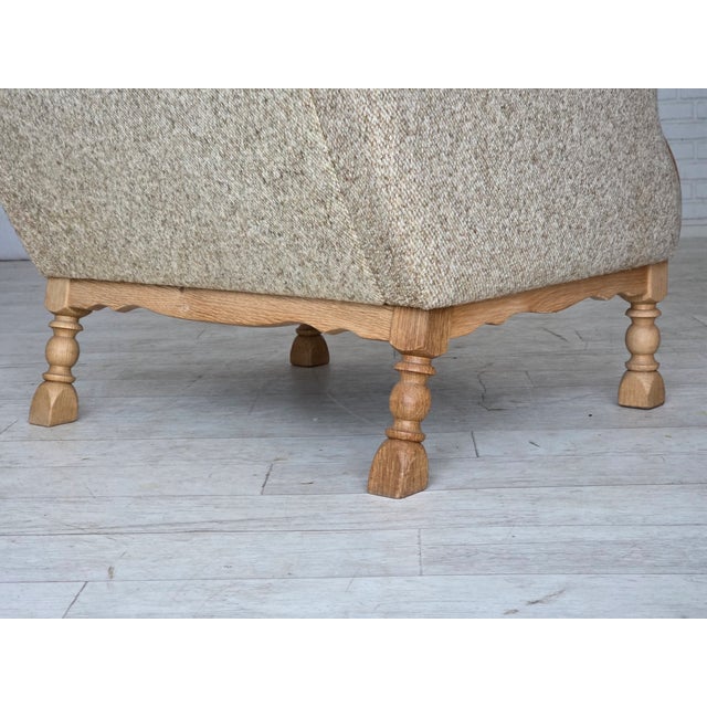 Danish Highback Armchair in Wool and Oak, 1970s For Sale - Image 14 of 18