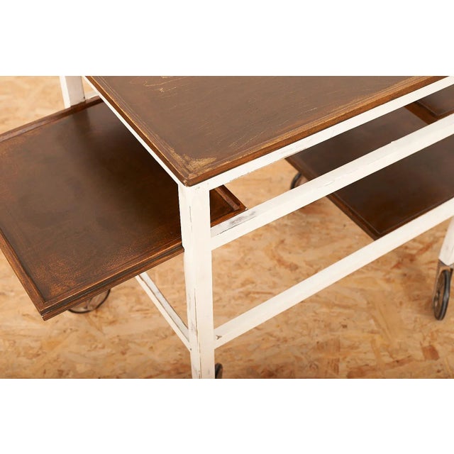 Bar Cart with White Painted Solid Wood Frame For Sale - Image 4 of 13