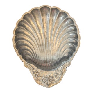1950s Silver Plated Shell Serving Dish For Sale