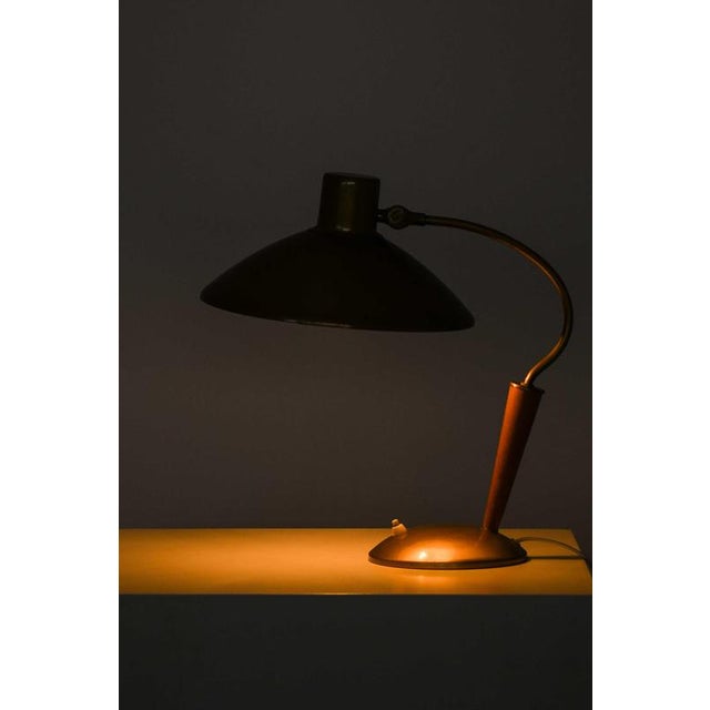 1940s Scandinavian Modern Table Lamp in Brass and Wood, 1940s For Sale - Image 5 of 7