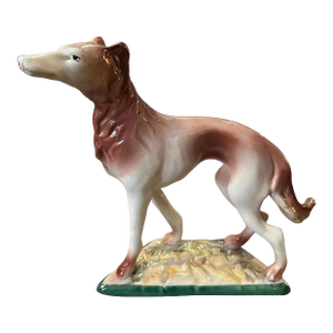 1960s Hand-Crafted and Painted Porcelain Figure of a Greyhound by Elsa Lagorio