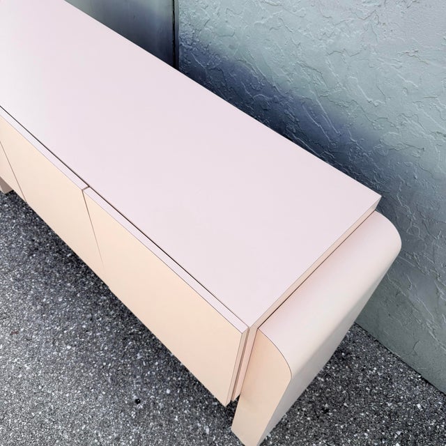 1980s Art Deco Pink Laminate Waterfall Floating Credenza For Sale - Image 5 of 10