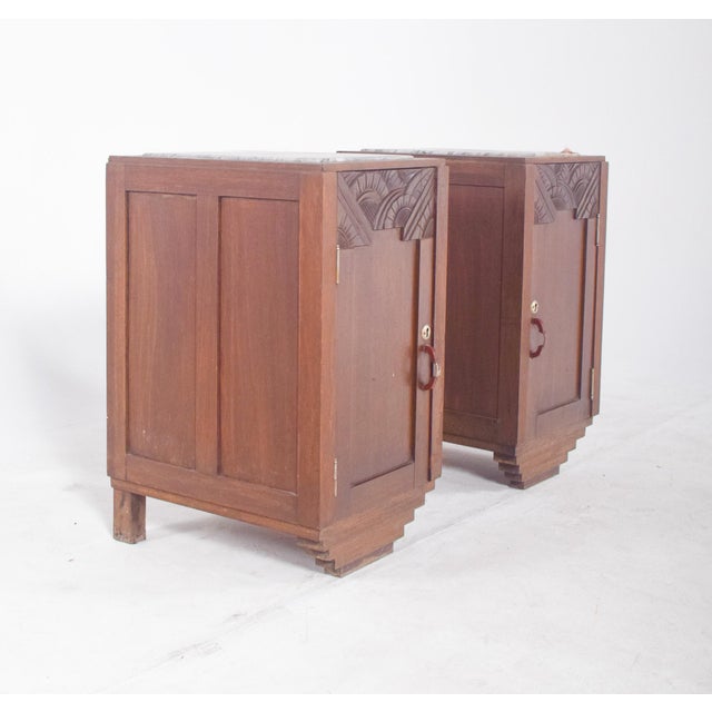 Brown Portuguese Art Deco Bedside Tables, 1920, Set of 2 For Sale - Image 8 of 10