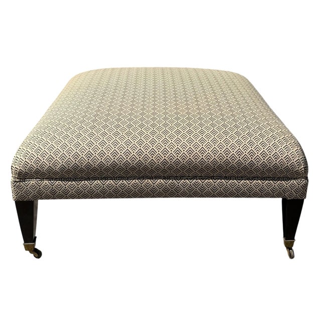 Modern Ralph Lauren Square Ottoman Bench W Geometric Upholstery For Sale - Image 3 of 5