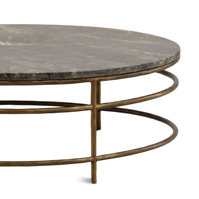Bidasar Marble Brass Modern Deco Coffee Table For Sale - Image 4 of 4