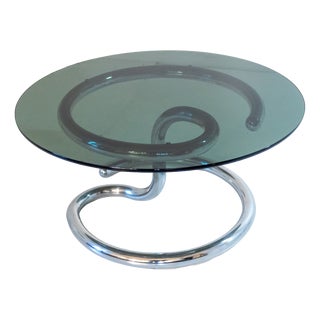 Cobra Coffee Table in Chromed Metal & Smoked Glass from Giotto Stoppino, 1960s For Sale