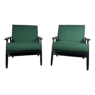 Vintage Danish Lounge Chairs in Teak and Fabric Seating, 1960s, Set of 2 For Sale