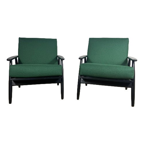 Vintage Danish Lounge Chairs in Teak and Fabric Seating, 1960s, Set of 2 For Sale
