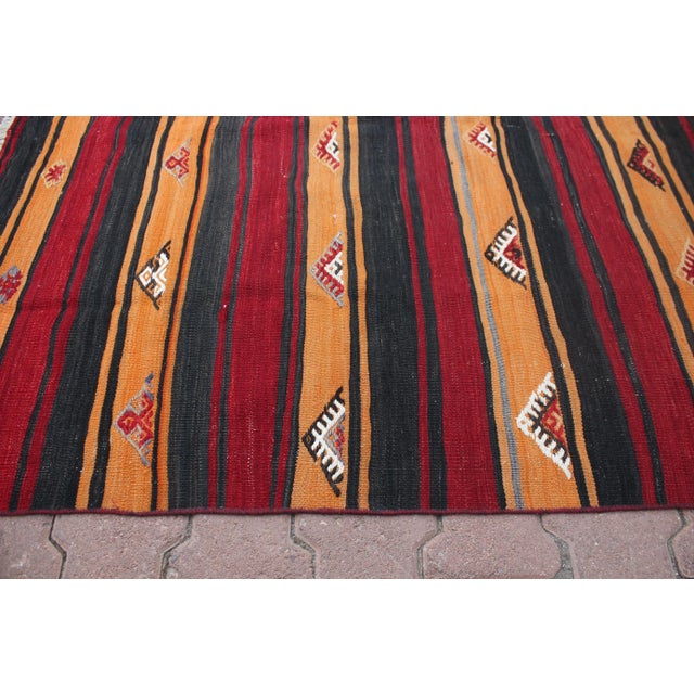 Red 1960s Southwestern Red Striped Oushak Natural Kilim Rug For Sale - Image 8 of 13