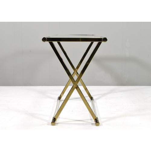 Hollywood Regency Acrylic Glass and Brass Console Table by Charles Hollis Jones, 1980s For Sale - Image 3 of 15