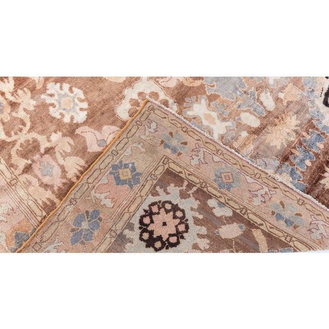 Terra Cotta Vintage Turkish Oushak Rug with Floral Medallion Design Doris Leslie Blau For Sale - Image 8 of 9