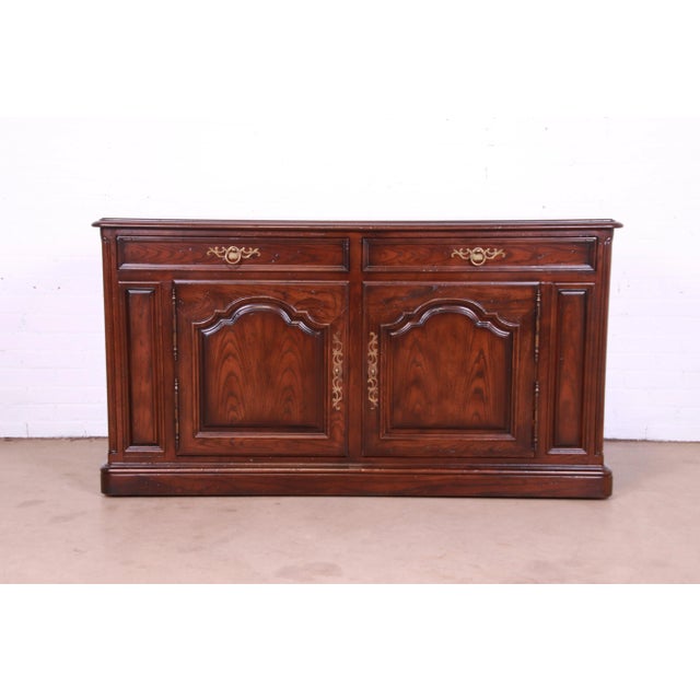 Henredon French Provincial Carved Oak Sideboard or Bar Cabinet, Circa 1970s For Sale - Image 12 of 12