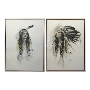 Harrison Fisher Pair Ca 1906 Illustrations; 'Minnehaha' and 'Chief Hiawatha'