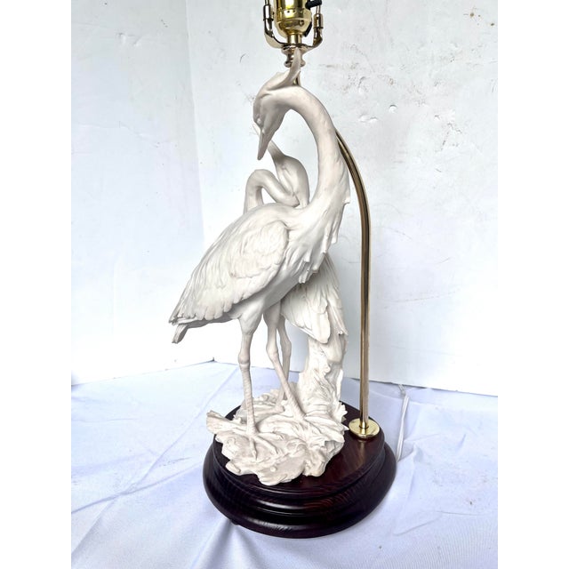 White Vintage Giuseppe Armani Porcelain Heron Table Lamp - Hollywood Regency For Sale - Image 8 of 18