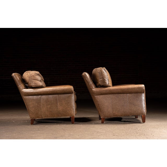 Mid 20th Century Pair of Vintage Leather Club Lounge Chairs For Sale - Image 5 of 8