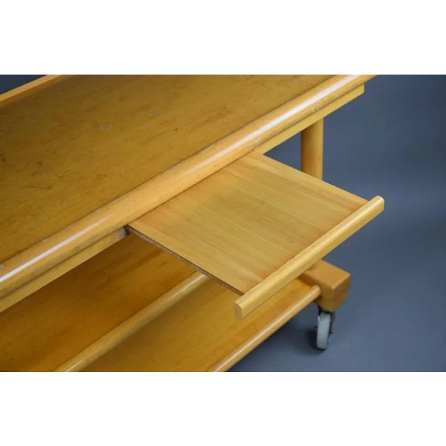 French Wood and Brass Serving Trolley, 1990s For Sale - Image 4 of 11