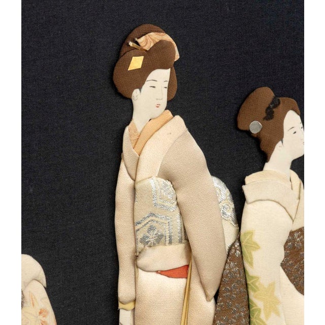 Japanese Figural Group Padded Silk Oshi-E Collage For Sale In New York - Image 6 of 10