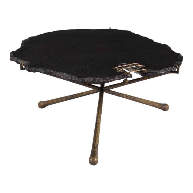 Serra Black Stone Cocktail Table For Sale