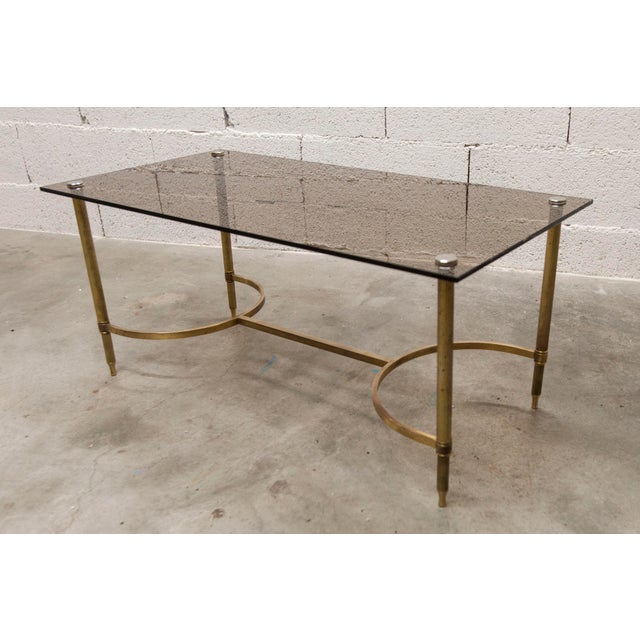 1960s Vintage Coffee Table in Gilt Brass and Smoked Glass, 1960 For Sale - Image 5 of 18