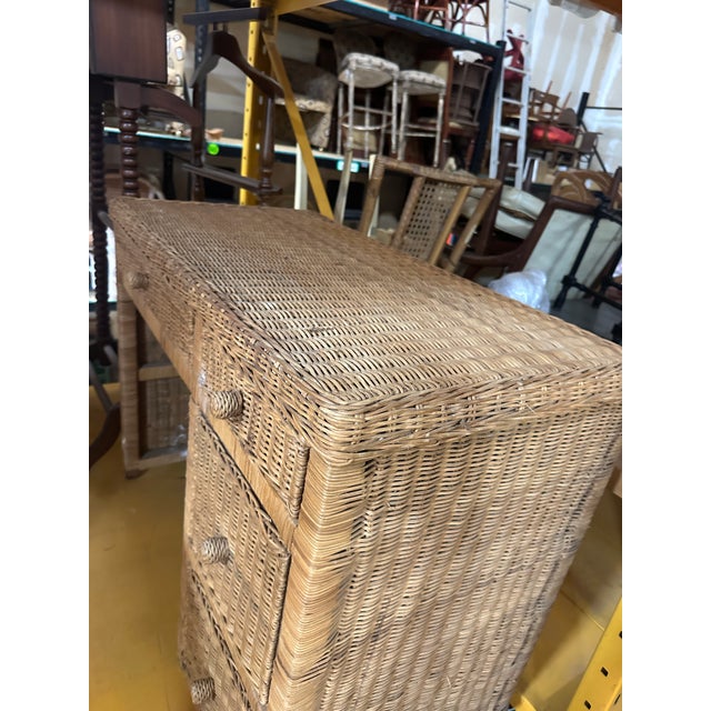 Vintage Wicker Boho Chic Desk With Drawers For Sale In Atlanta - Image 6 of 6
