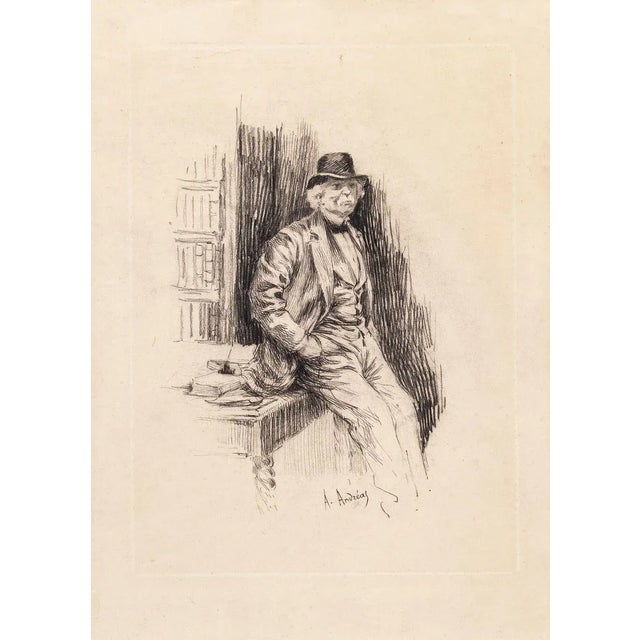 Portrait of gentleman is an original lithograph on ivory-colored paper realized by the German artist and drawer Andreas...