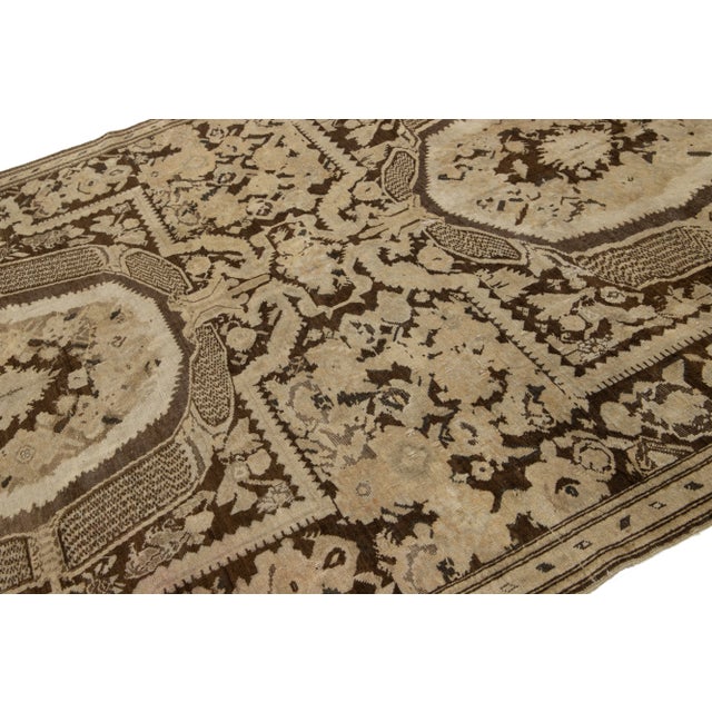 Textile Antique Karabaugh Handmade Designed Wool Runner in Brown For Sale - Image 7 of 10