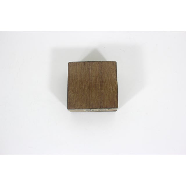 Brown Vintage Wood Marquetry Inlaid Box Small Ring Handmade For Sale - Image 8 of 9