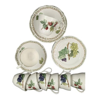 Vintage Noritake Royal Orchard Porcelain Dessert or Bread Plates and Cups With Saucers-12 Pieces For Sale