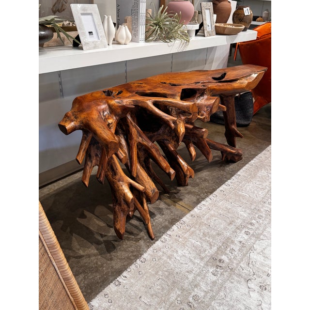Sculptural Teak Root Console Table – Organic Modern | Chairish