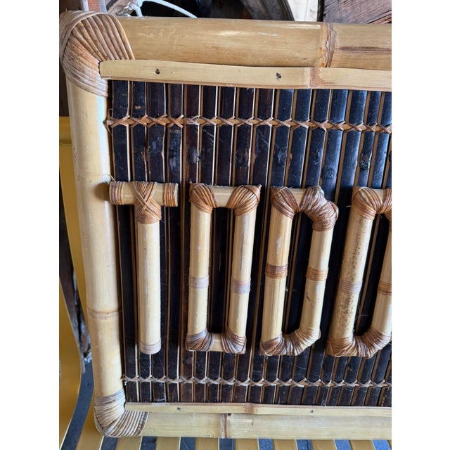 Vintage Coastal Split Rattan “Toddler” Sign For Sale - Image 4 of 12