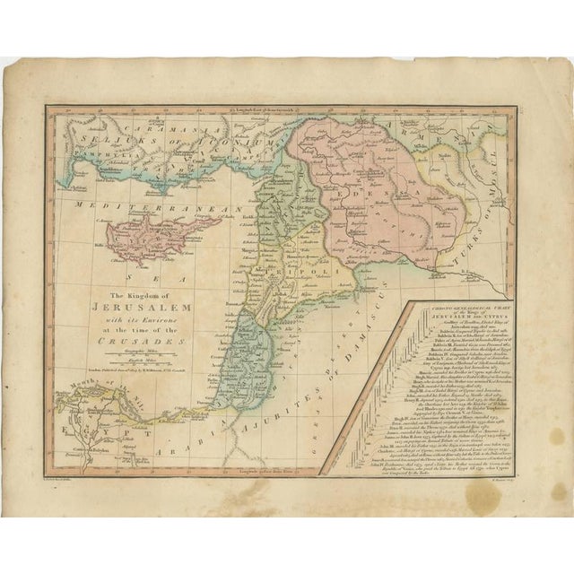 Kingdom of Jerusalem Map with Crusades Holy Land by Wilkinson, 1817 For Sale - Image 3 of 13