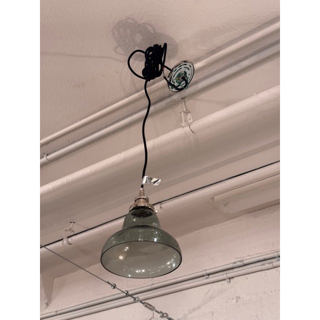 Design Plus Gallery presents a 20th C. Factory Filament Smoke Glass Funnel Barn Tall Pendant by Restoration Hardware. This...