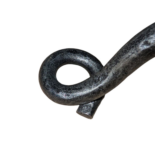 Mid-20th Century Hand-Forged Wrought Iron Candelabra With Applied Cast Brass Botanical Details For Sale - Image 9 of 11