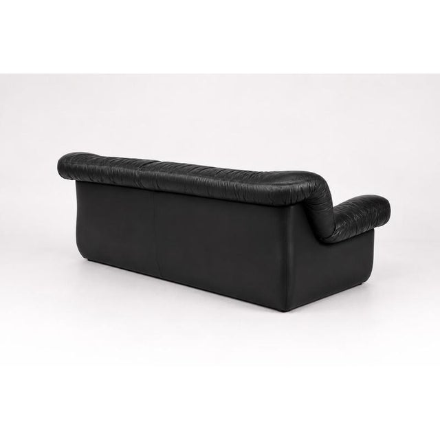 Animal Skin Vintage Italian Design Black Leather Sofa from Pellerossi, 1970s For Sale - Image 7 of 12