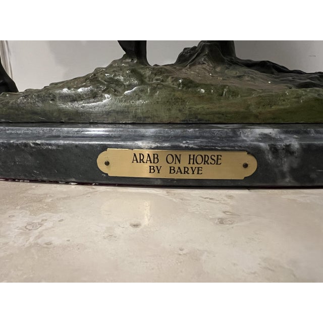 Army Green 1960s "Arab on Horse" Sculpture by Alfred Barye (1839–1882) and Émile-Coriolan Guillemin (1841–1907) For Sale - Image 8 of 9