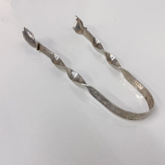 1950s William Spratling Taxco Mexico Barware Sculptural Silverplated Ice Tongs For Sale - Image 9 of 9