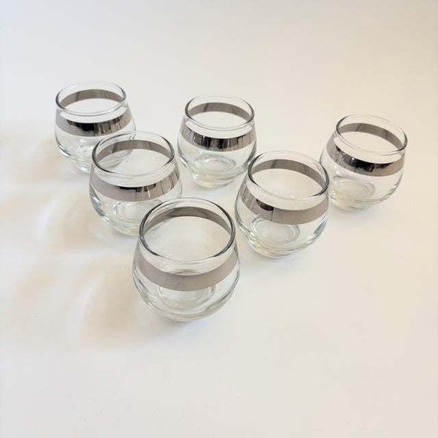 Mid-Century Modern Mid Century Silver Rim Cordials - Set of 6 For Sale - Image 3 of 4