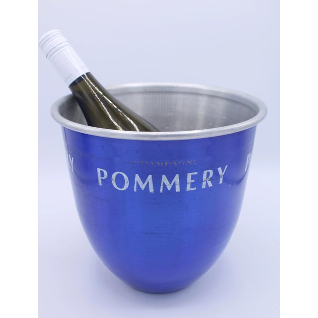 Metal Vintage French Pommery Champagne Ice Bucket (Blue) For Sale - Image 7 of 8