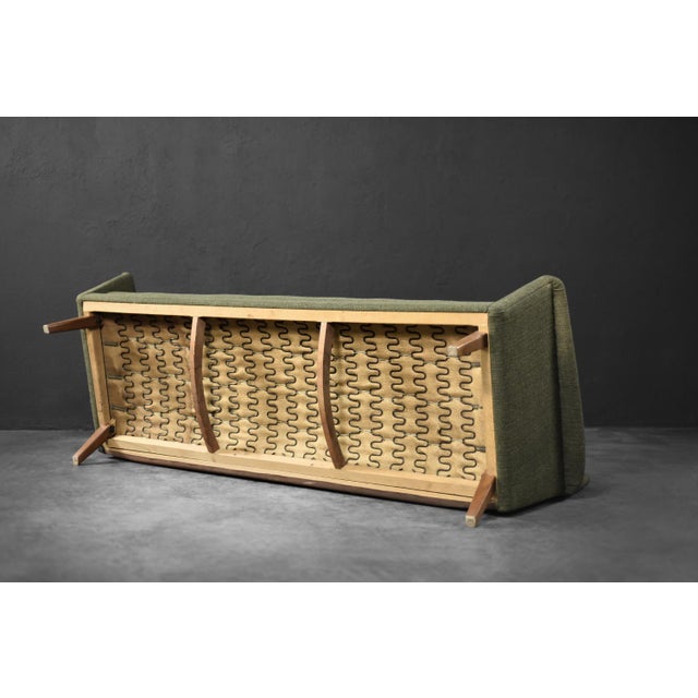 Wood Mid-Century Danish Modern Green 3-Seater Sofa by Folke Ohlsson for Fritz Hansen, 1960s For Sale - Image 7 of 18