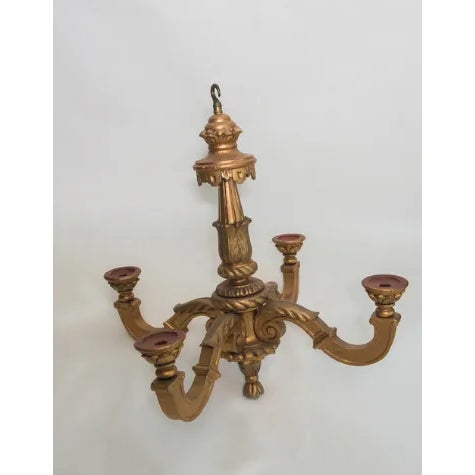 Antique Italian Carved Giltwood Chandelier With Timeworn Gilding, Late 19th Century For Sale - Image 10 of 10