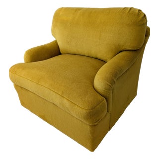 Swivel Armchairs in Ochre Yellow Mohair from Kravet, USA, 1970s For Sale