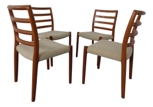 Vintage Danish 85 Dining Chairs in Teak and Wool by Niels Otto Møller for J.L. Møllers, 1960s, Set of 4