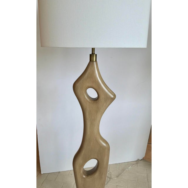 Abstract Abstract Modern Beige Solid Wood Almyra Floor Lamp For Sale - Image 3 of 5