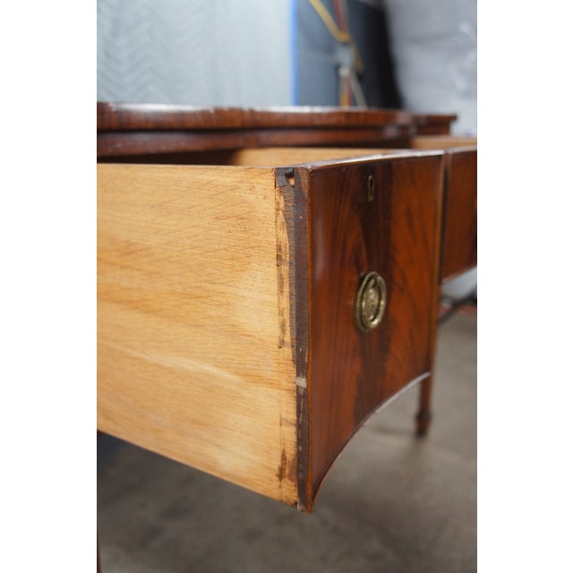 Brown Late 19th Century Antique George III Flame Mahogany Serpentine Buffet Sideboard Chest Writing Desk For Sale - Image 8 of 12