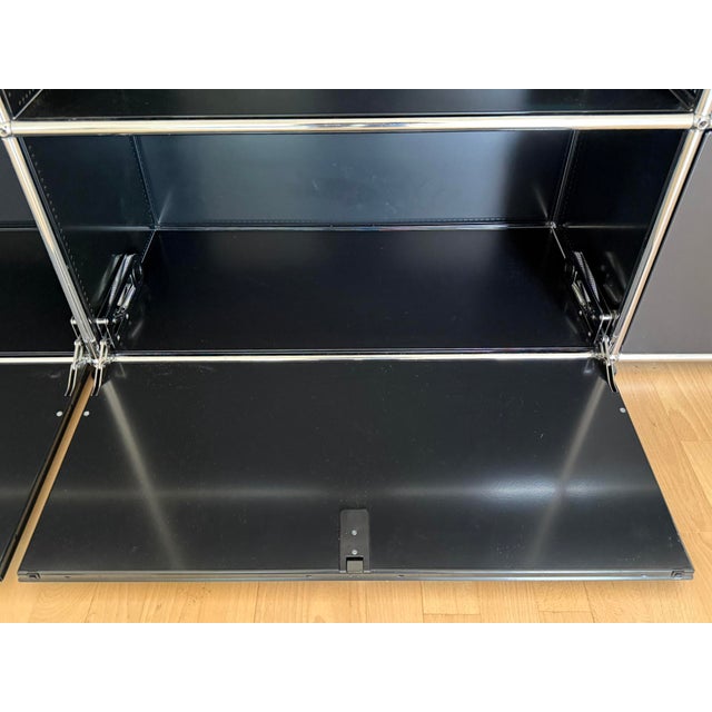 Black Ral 9011 Sideboard with 8 Compartments, 4 Doors and Pull-Out Shelf by Fritz Haller for USM Haller, Switzerland, 2000s For Sale - Image 16 of 18