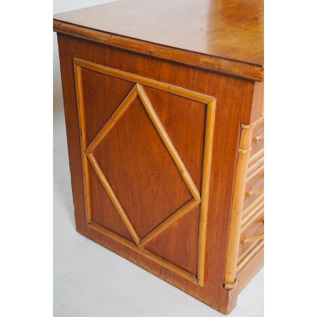Late 19th Century Aesthetic Movement Style Faux Bamboo Nine-Drawer Double Pedestal Desk For Sale In Los Angeles - Image 6 of 9