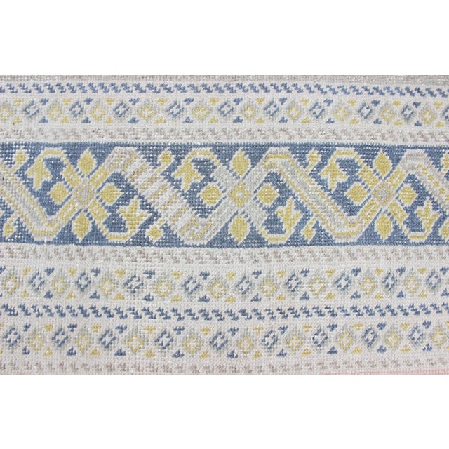 Early 20th Century Antique Khotan Rug in Shades of Blue With Gray, L. Pink and Yellow Accents 9'8 X 13'4 For Sale - Image 5 of 13